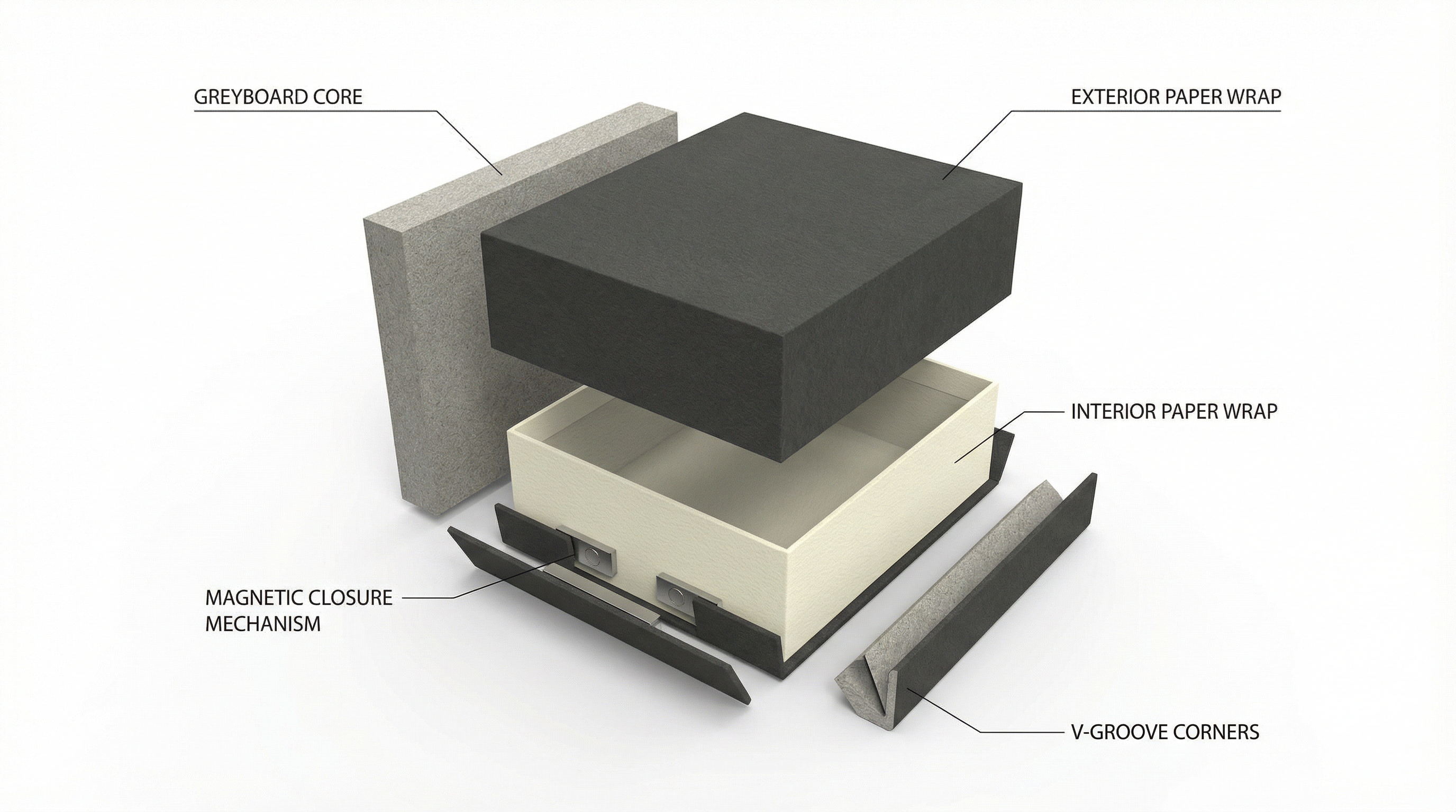 Exploded view of rigid box engineering